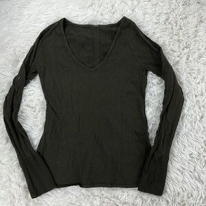 Lululemon Stand Steady V-Neck Sweater Dark Olive